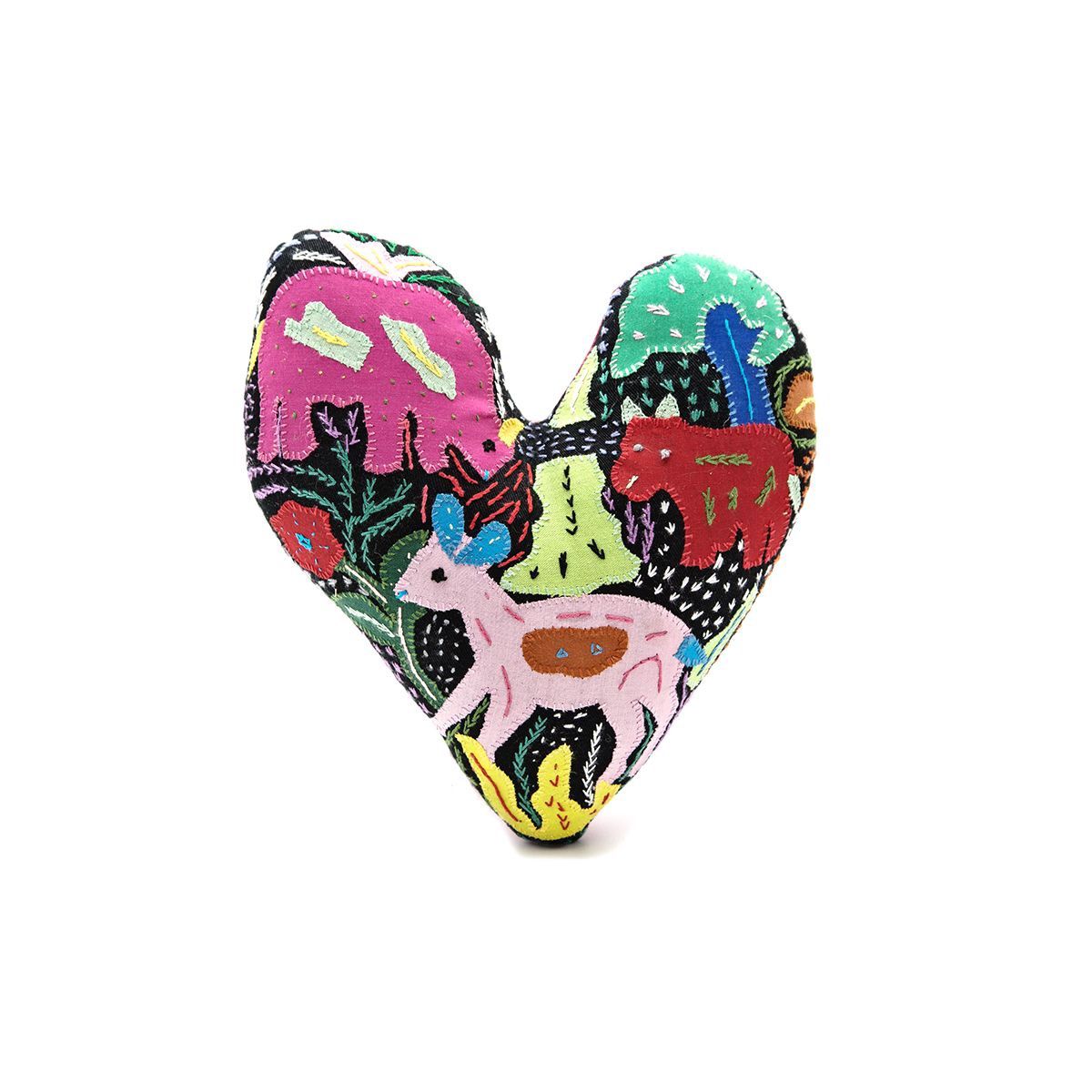 Heartworks Small Embroidered Heart Cushion - Red Hippo