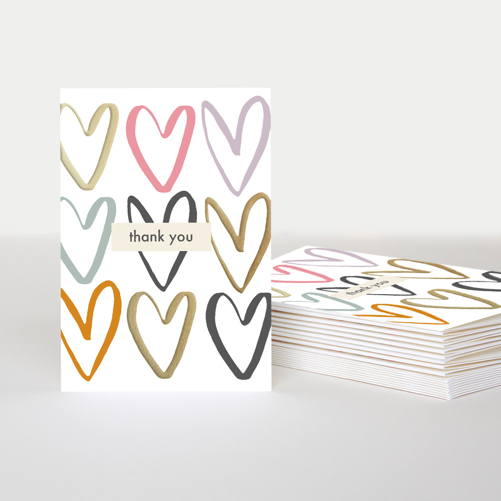 Caroline Gardner Foiled Thank You Cards 10 Pack Hearts
